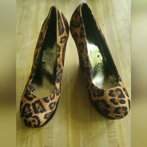Brash Leopard Wedge Heels